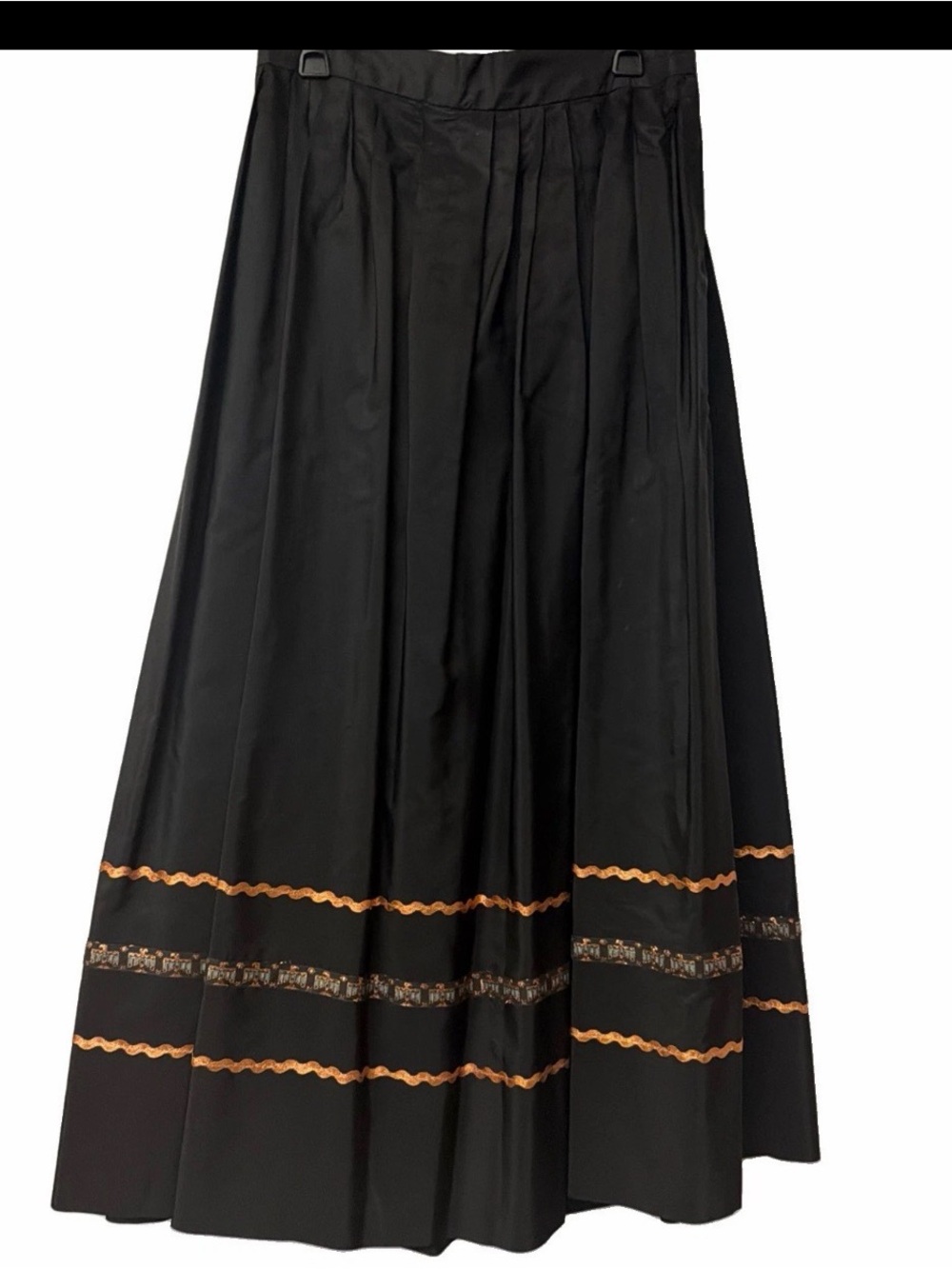 Vintage unique Native American full maxi swing skirt zigzag with Thunderbirdsn